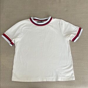 White Kids T-Shirt with Red Accents